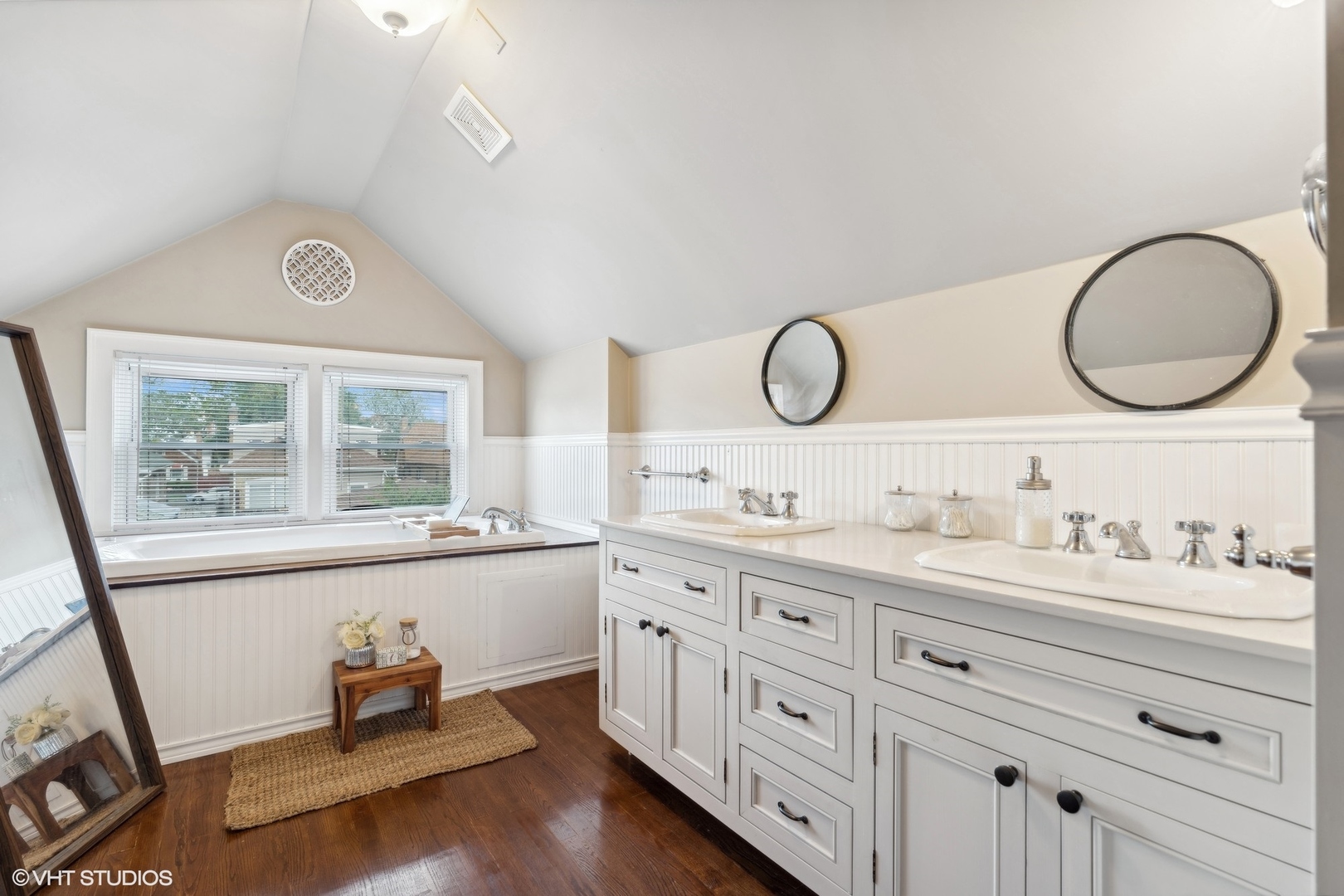 2819 North Rutherford Avenue Chicago, IL 60634 - Photo 17 of 28 a spacious bathroom with a granite countertop sink and a large mirror