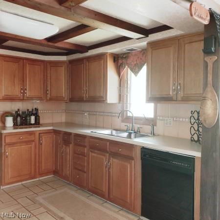 689 Beaver Ridge Broadview Heights, OH 44147 - Photo 6 of 19 This is only part of the kitchen that features loads of cabinets, beamed ceiling and ceramic tile!