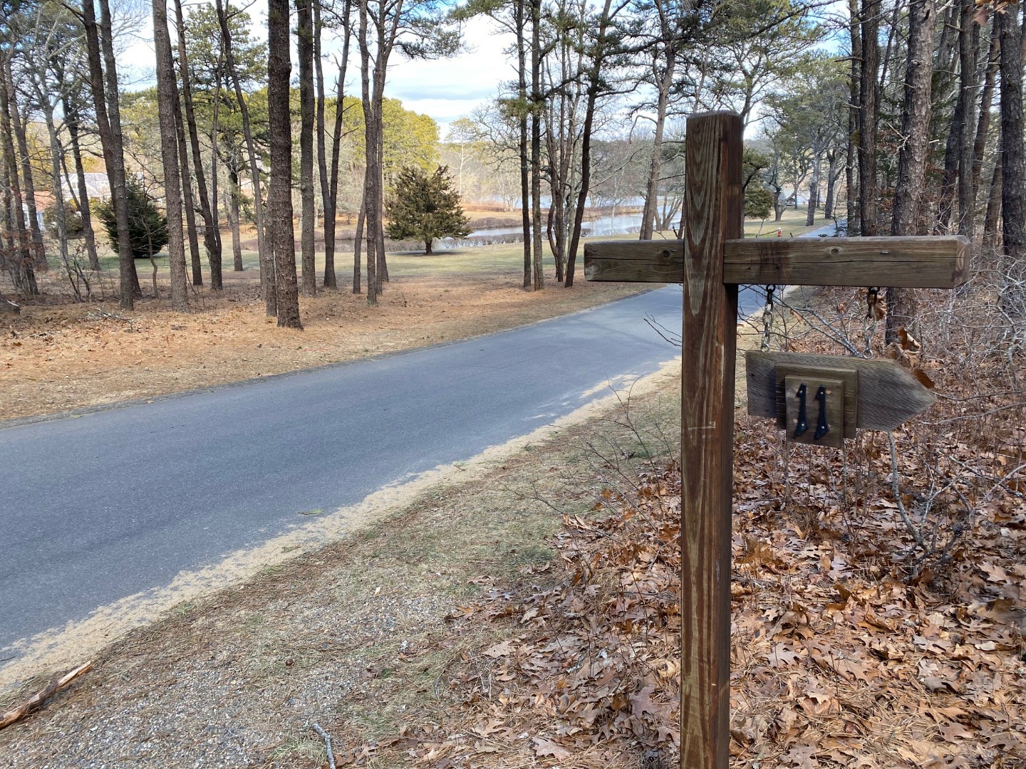 11 Sengekontacket Road Oak Bluffs, MA 02557 - Photo 2 of 19 View towards Fresh Pond from the entrance to 11 Sengekontacket.