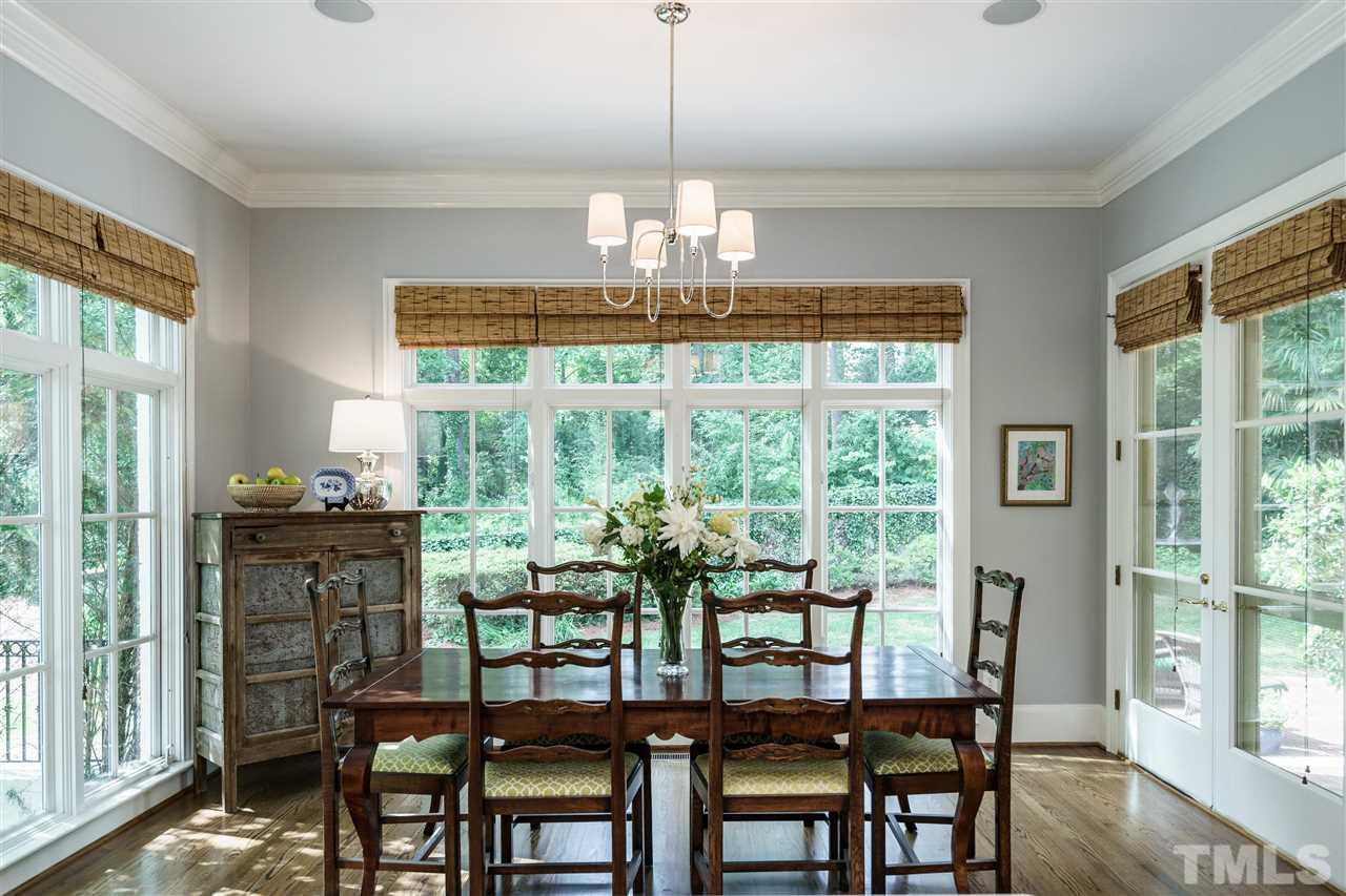 312 Forsyth Street Raleigh, NC 27609 - Photo 7 of 25 a view of a dining room with furniture wooden floor and chandelier