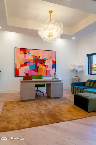 a view of a terrace with a garden