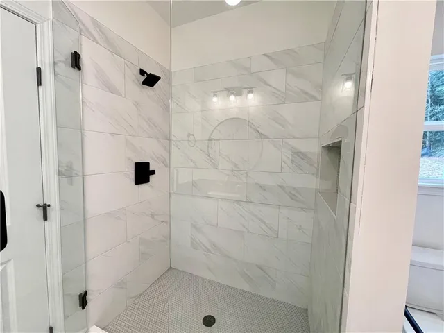 a bathroom with a shower
