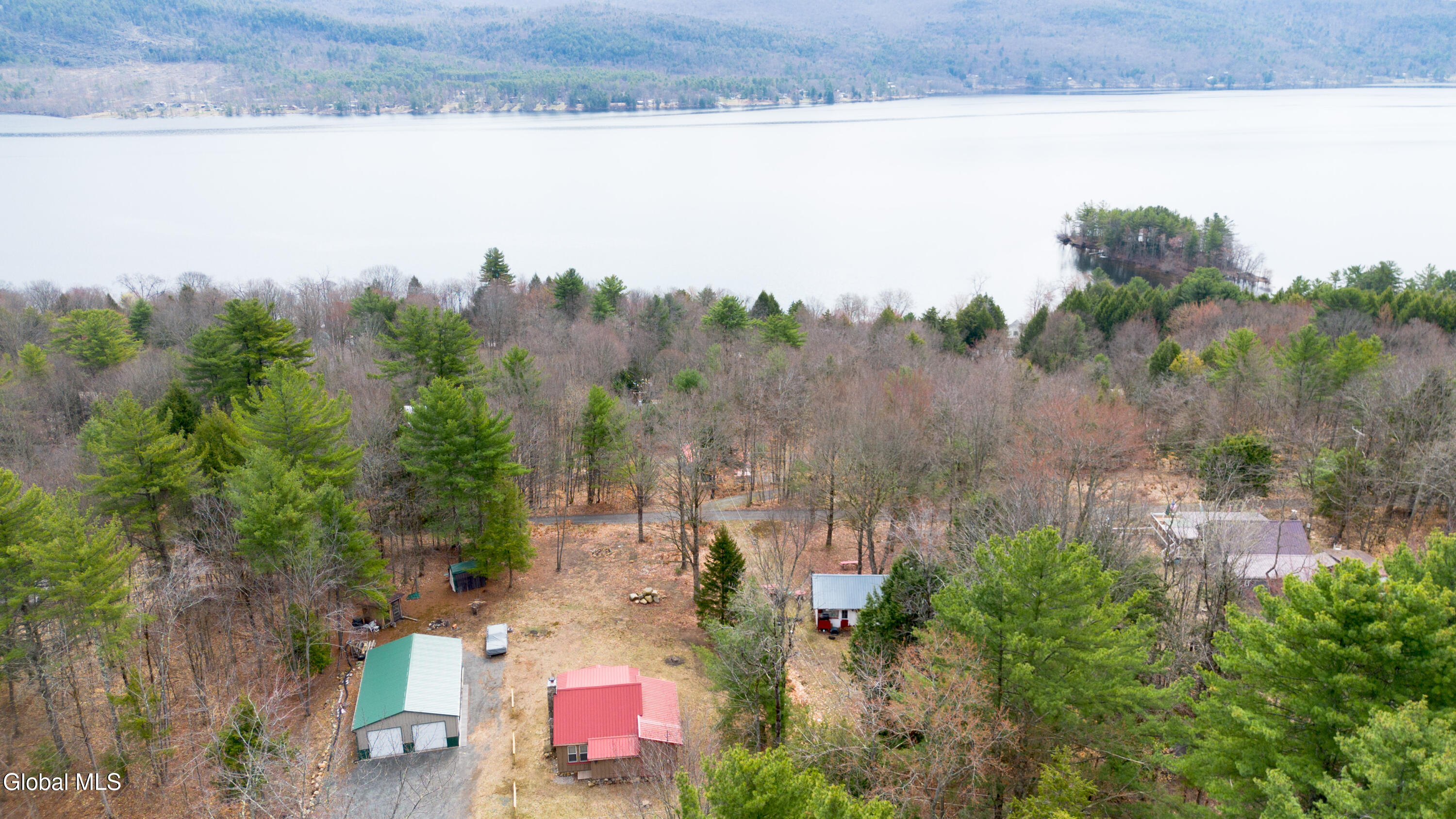 94-98 Lakeland Road Hadley, NY 12835 - Photo 3 of 26 aerial looking at lake