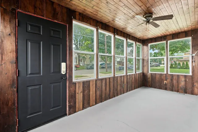 a view of a backyard with a large window