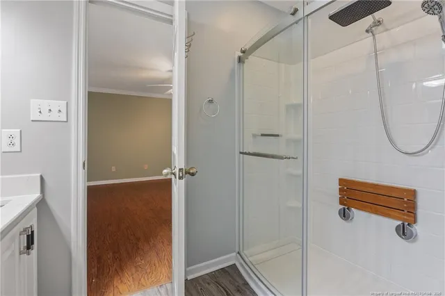 a bathroom with a shower