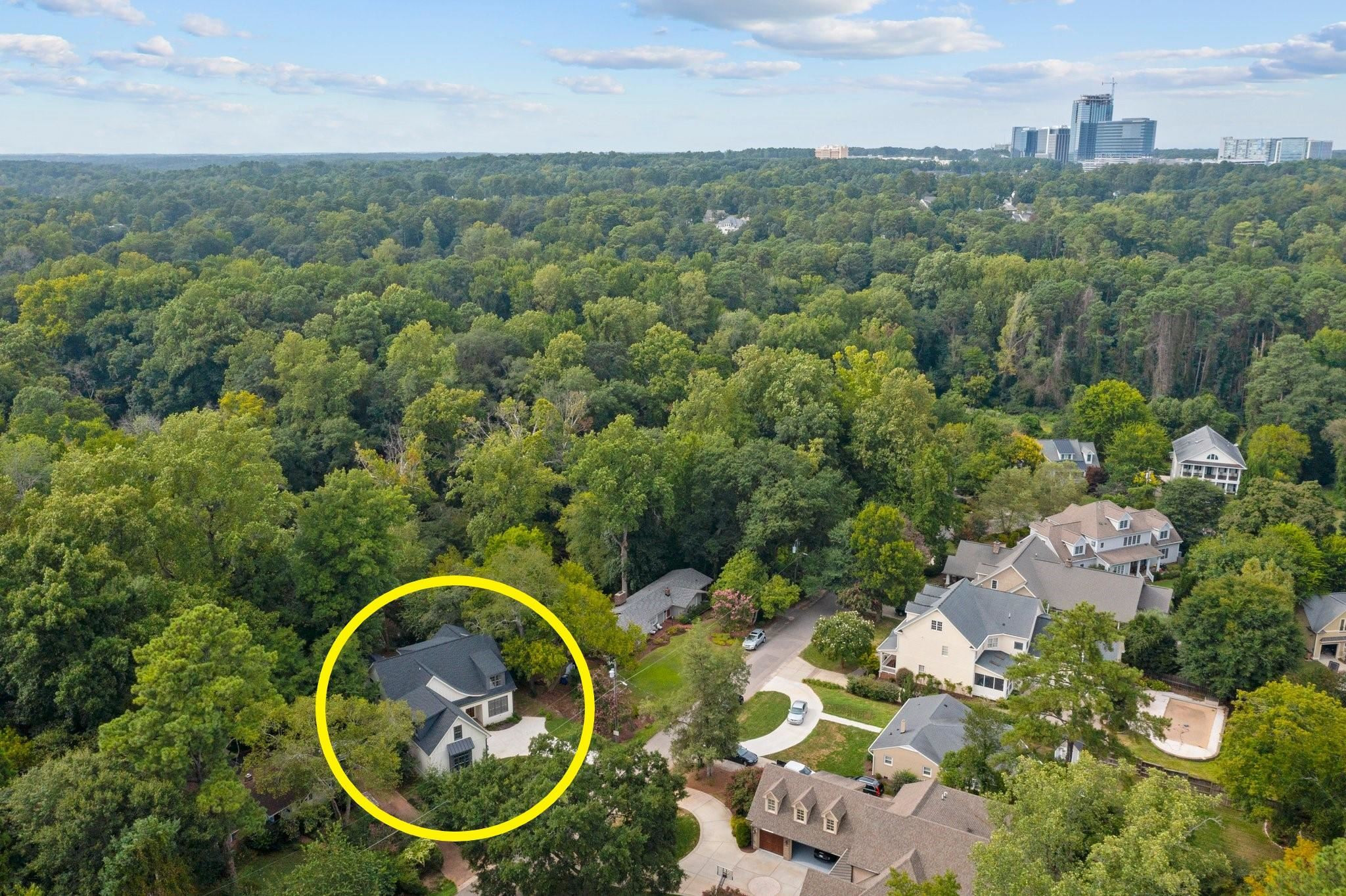 2905 Claremont Road Raleigh, NC 27608 - Photo 27 of 30 Great location close to North Hills shopping, dining and entertainment. Aerial Neighborhood View