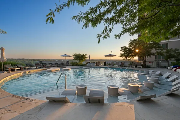 a view of a lake with outdoor space