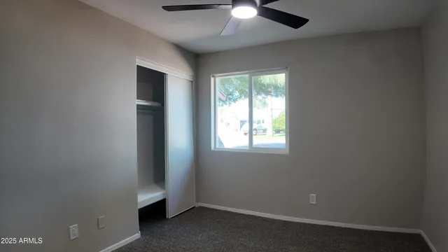 a view of an empty walk in closet