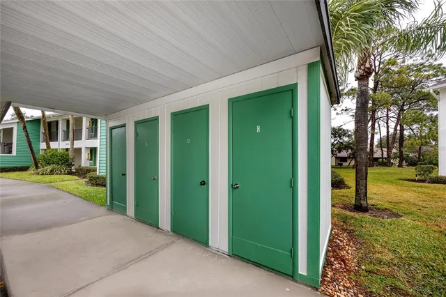 a view of a porch in front of a house