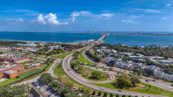 an aerial view of a city