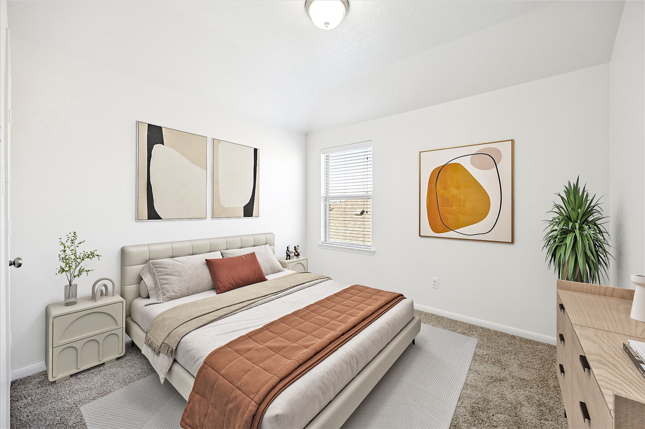 8115 Aleppo Pine Lane Cypress, TX 77433 - Photo 27 of 32 a bedroom with a bed and a potted plant