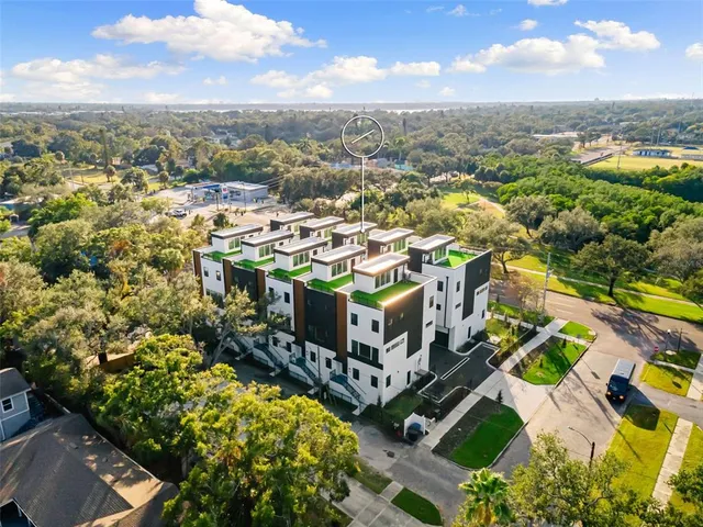 an aerial view of multiple house