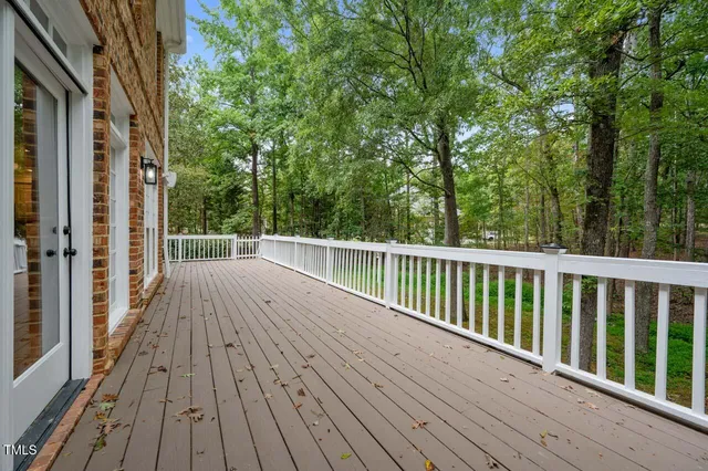 a view of a wooden deck