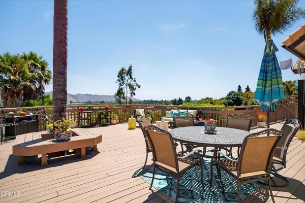 an aerial view of a house with a outdoor space