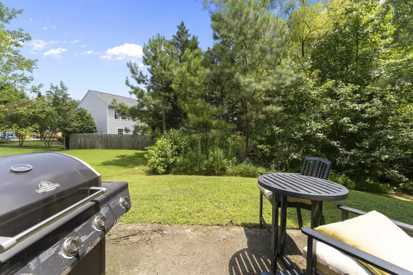 a view of a bench in a garden