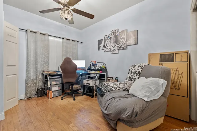 a living room with furniture
