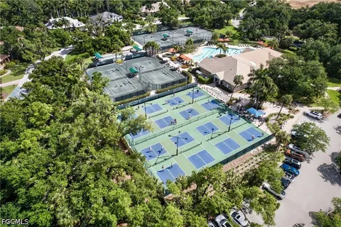 an aerial view of a house with a garden