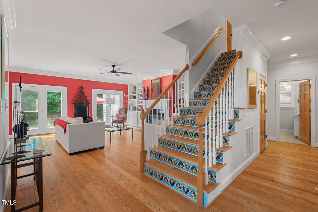 30119 Settle Chapel Hill, NC 27517 - Photo 12 of 49 a view of staircase with furniture and rug floor
