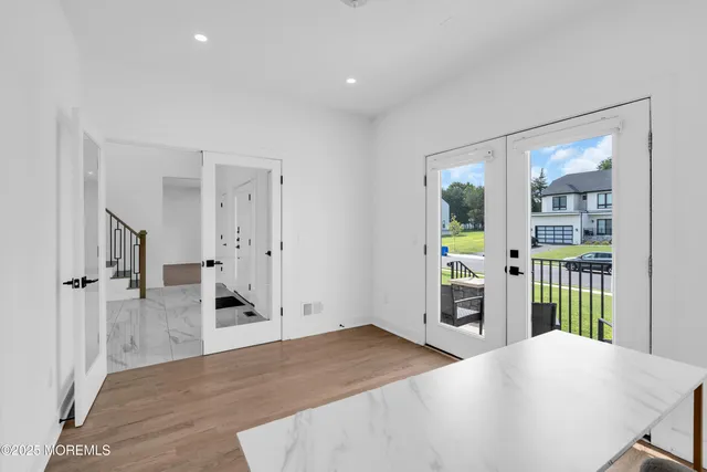 a bedroom with a bed and closet