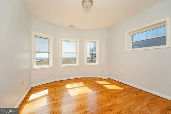 a view of a room with a window