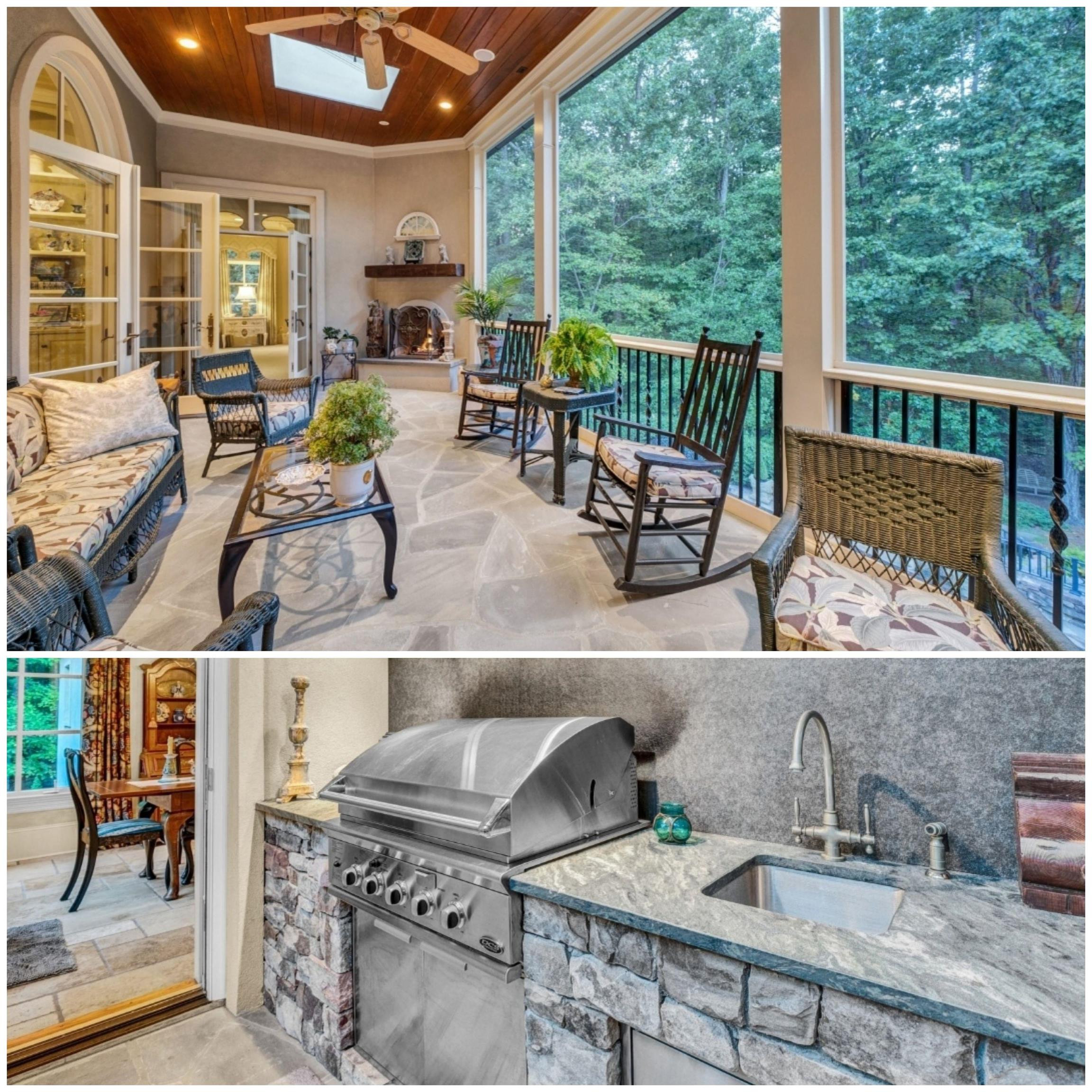 6036 Over Hadden Court Raleigh, NC 27614 - Photo 10 of 30 Relax on the screened porch w/stone profile fireplace, and outdoor grill. Screened porch has double doors leading from family, master suite and breakfast room. Skylights for extra lighting and breathtaking views of backyard. Screened Porch