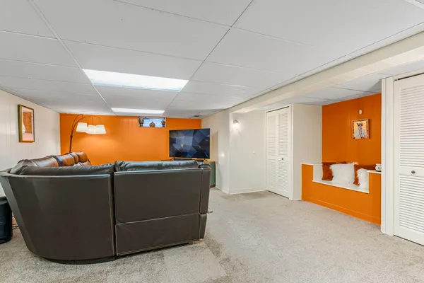 a living room with furniture