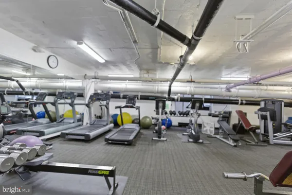 a view of a room with gym equipment