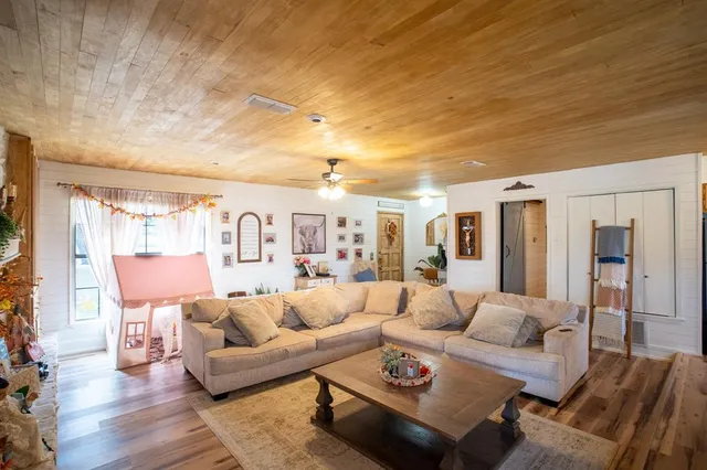 a living room with furniture