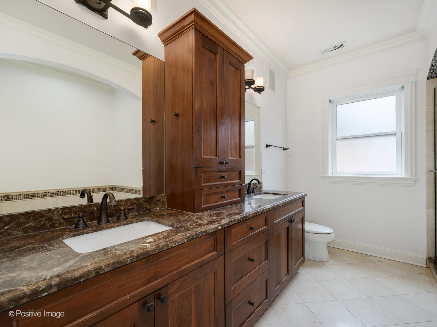 106 South Sangamon Street, Unit 4S Chicago, IL 60607 - Photo 13 of 28 a bathroom with a granite countertop sink toilet and mirror