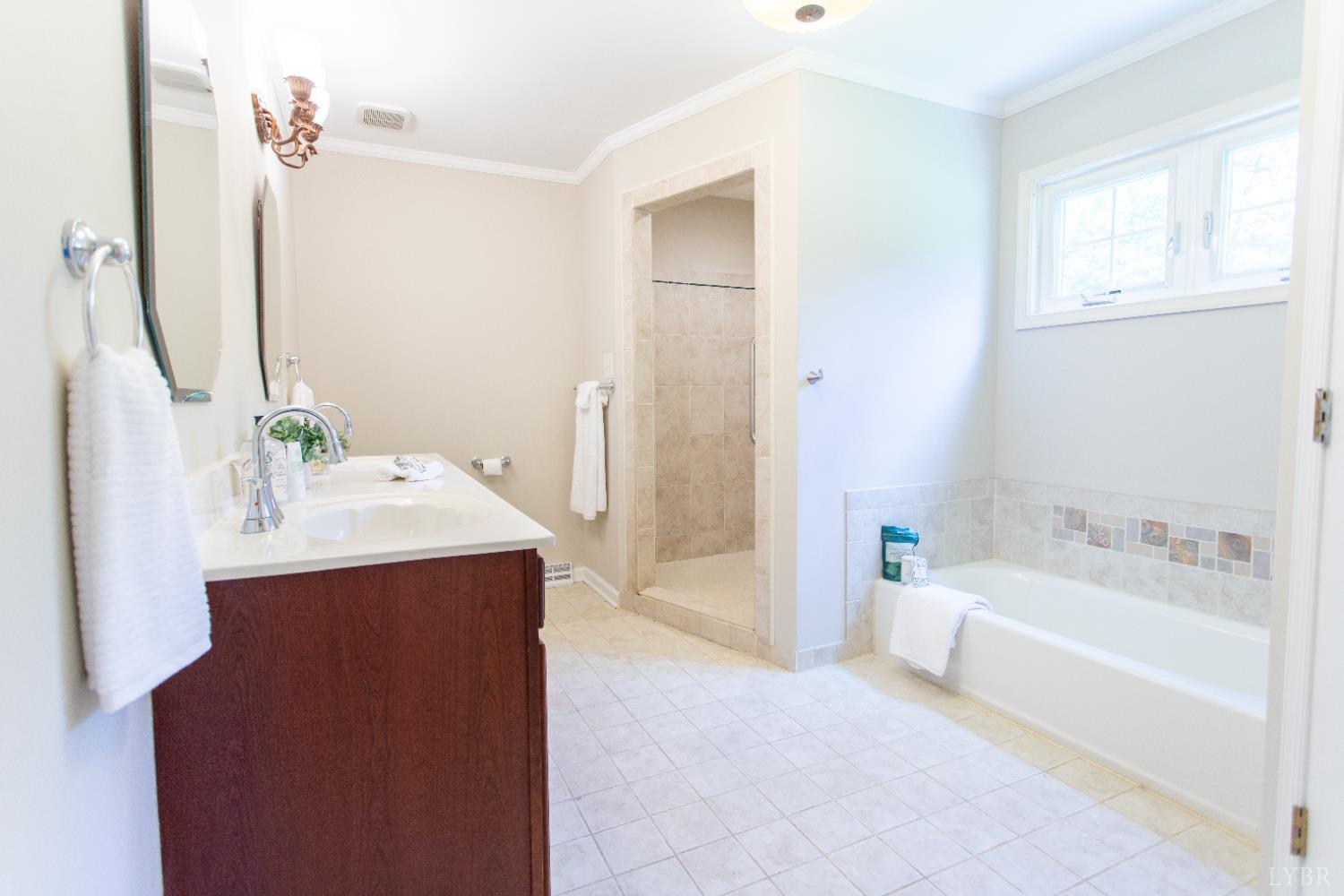 549 Thrashers Creek Road Amherst, VA 24521 - Photo 28 of 66 a bathroom with a bathtub sink and mirror