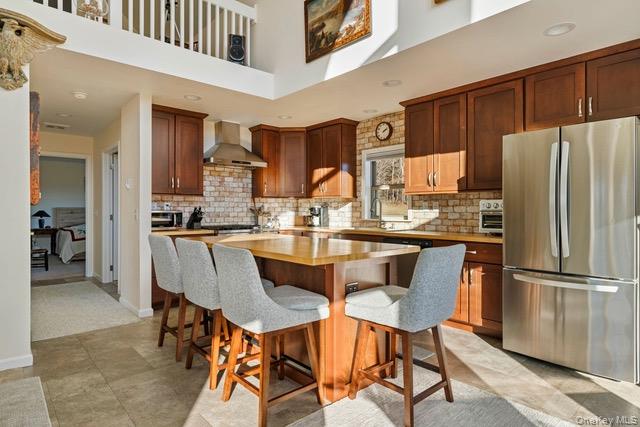 130 Hanley Road Fleischmanns, NY 12430 - Photo 14 of 39 a kitchen with stainless steel appliances kitchen island granite countertop a refrigerator and a stove top oven