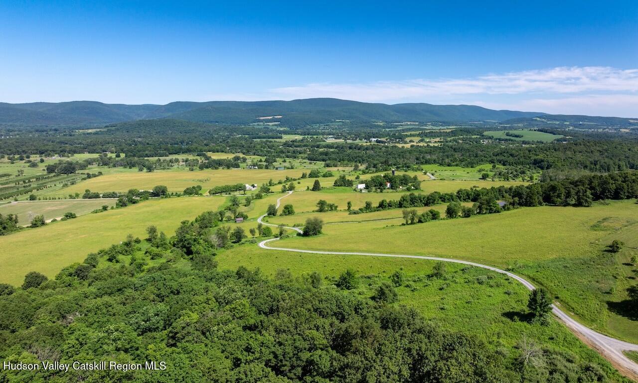 a view of a lush green hillside and houses