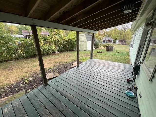 a view of a deck on the house