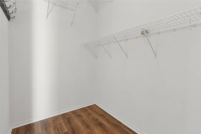 a view of a room with racks on the wall