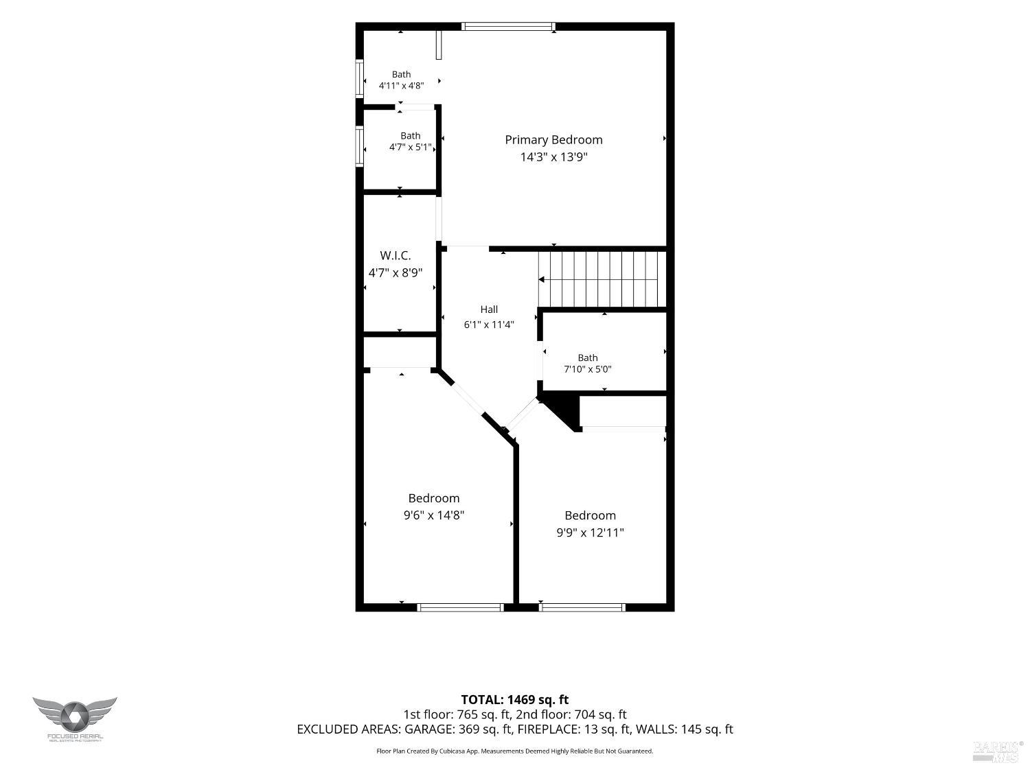 7408 Maximillian Place Rohnert Park, CA 94928 - Photo 18 of 19 Upper-Level Floor Plan with Approximate Dimensions