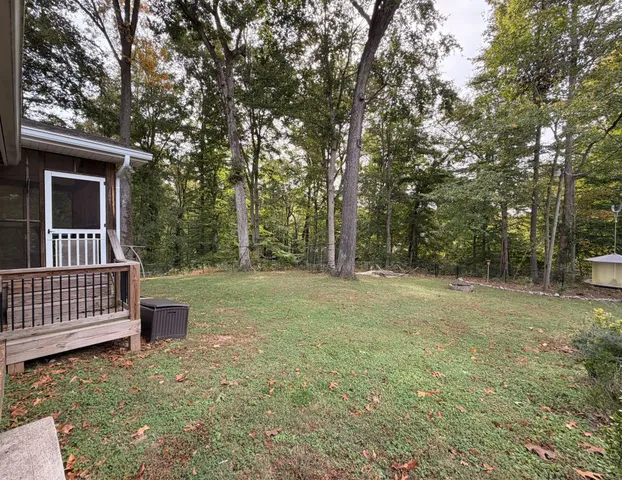 a view of a backyard with trees