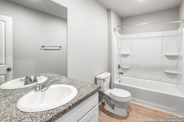 a view of a backyard with plants and large tree