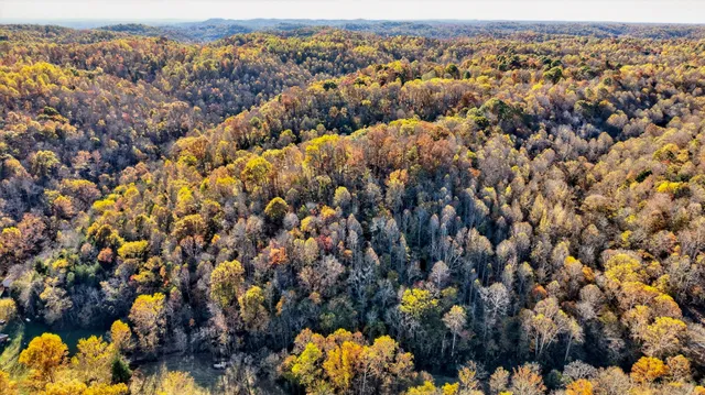 an aerial view of house with yard and mountain view in back