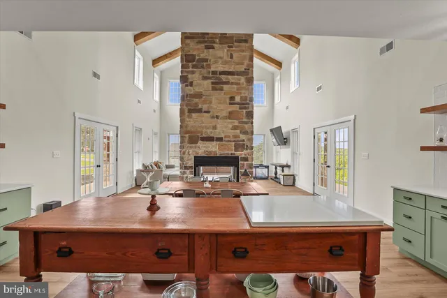 a view of a kitchen with appliances