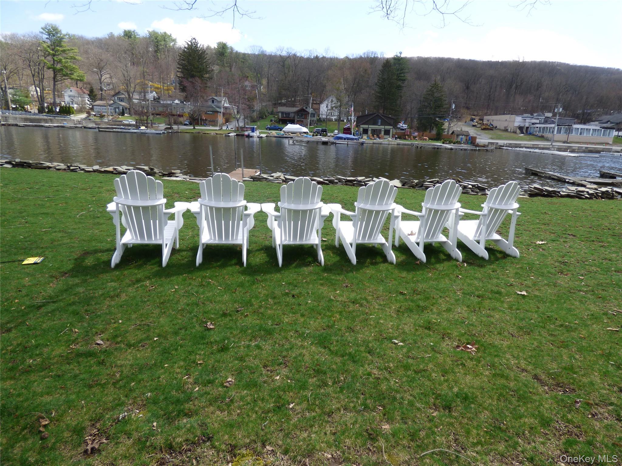 a view of a lake with outdoor space