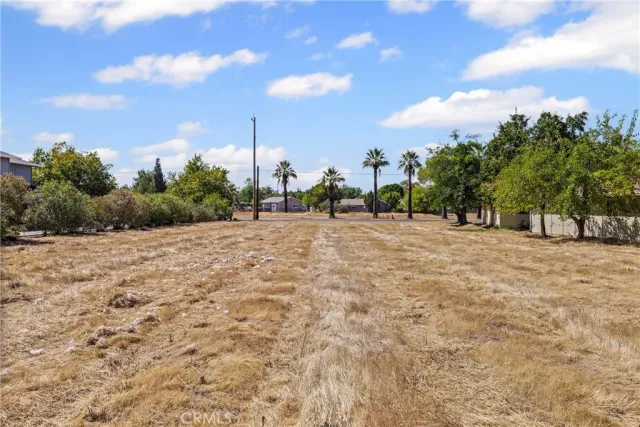 an aerial view of a house with a garden space