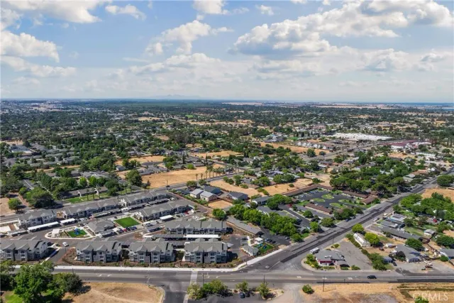 an aerial view of a city