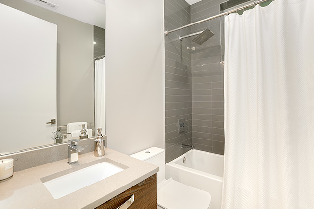 2042 West Rice Street, Unit 1 Chicago, IL 60622 - Photo 22 of 27 a bathroom with a sink a toilet and shower