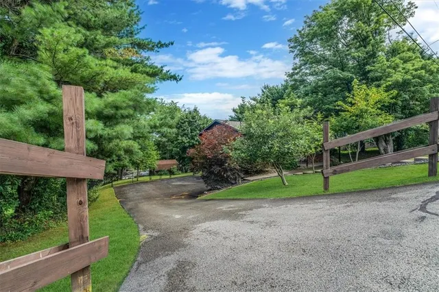 a view of a house with a yard and large tree