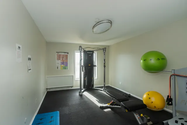a view of a yoga room