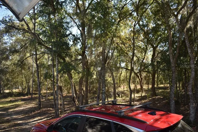 a view of a backyard of the house