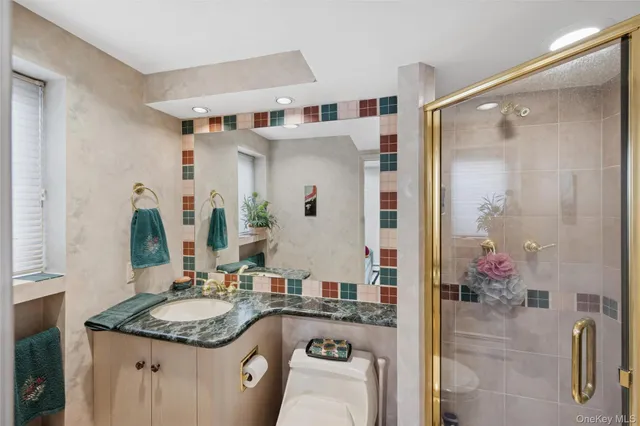 a view of a backyard with large trees