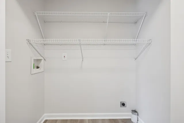 a view of small space with racks on the wall