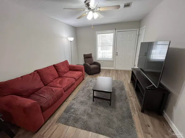 a living room with furniture
