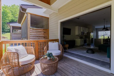 a outdoor space with patio furniture